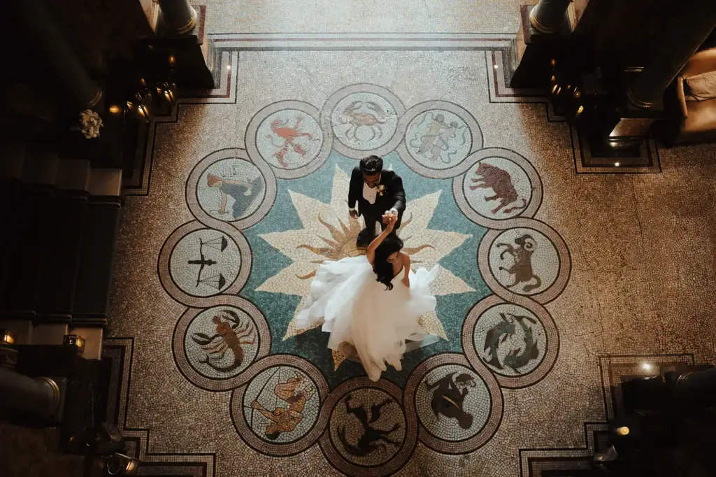 Married couple at the Kimpton Fitzroy, London. Editorial wedding photography